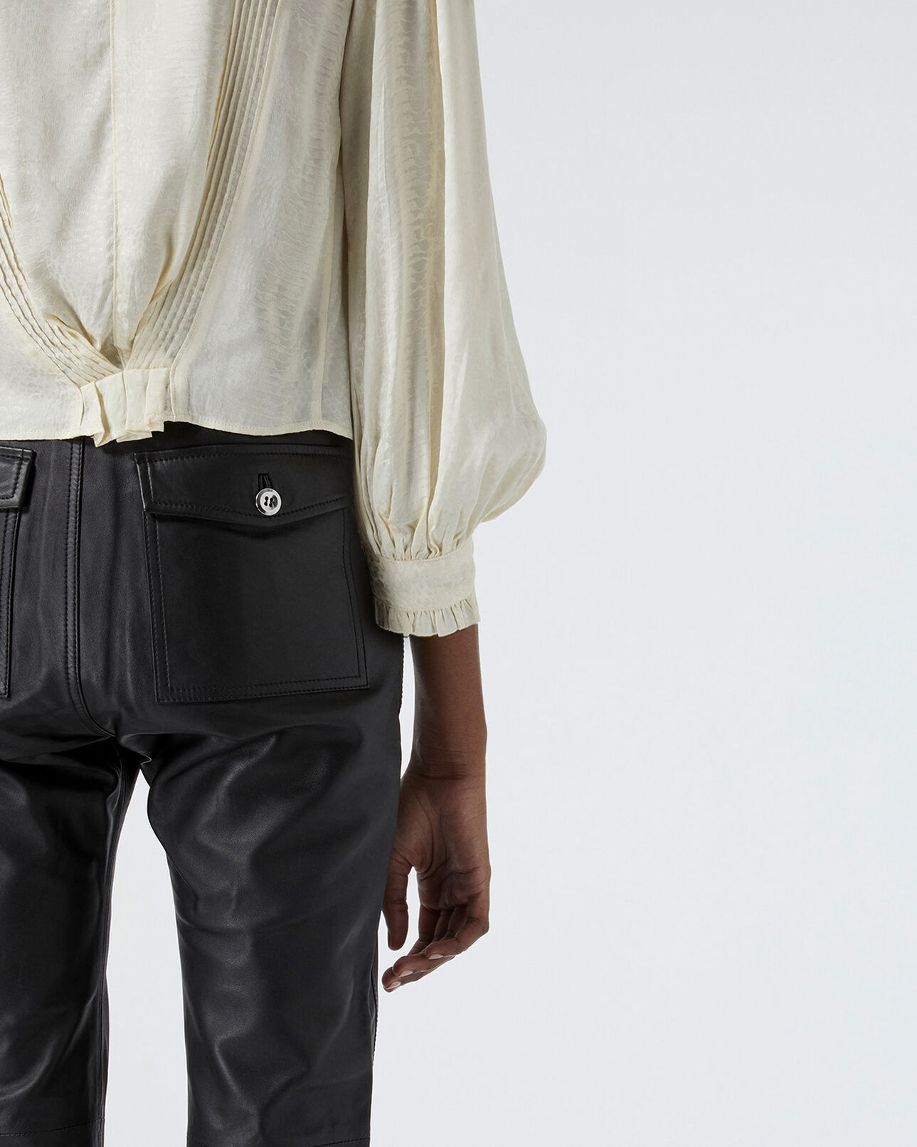 The Kooples WOMEN ECRU flowing ecru top with snakeskin motif