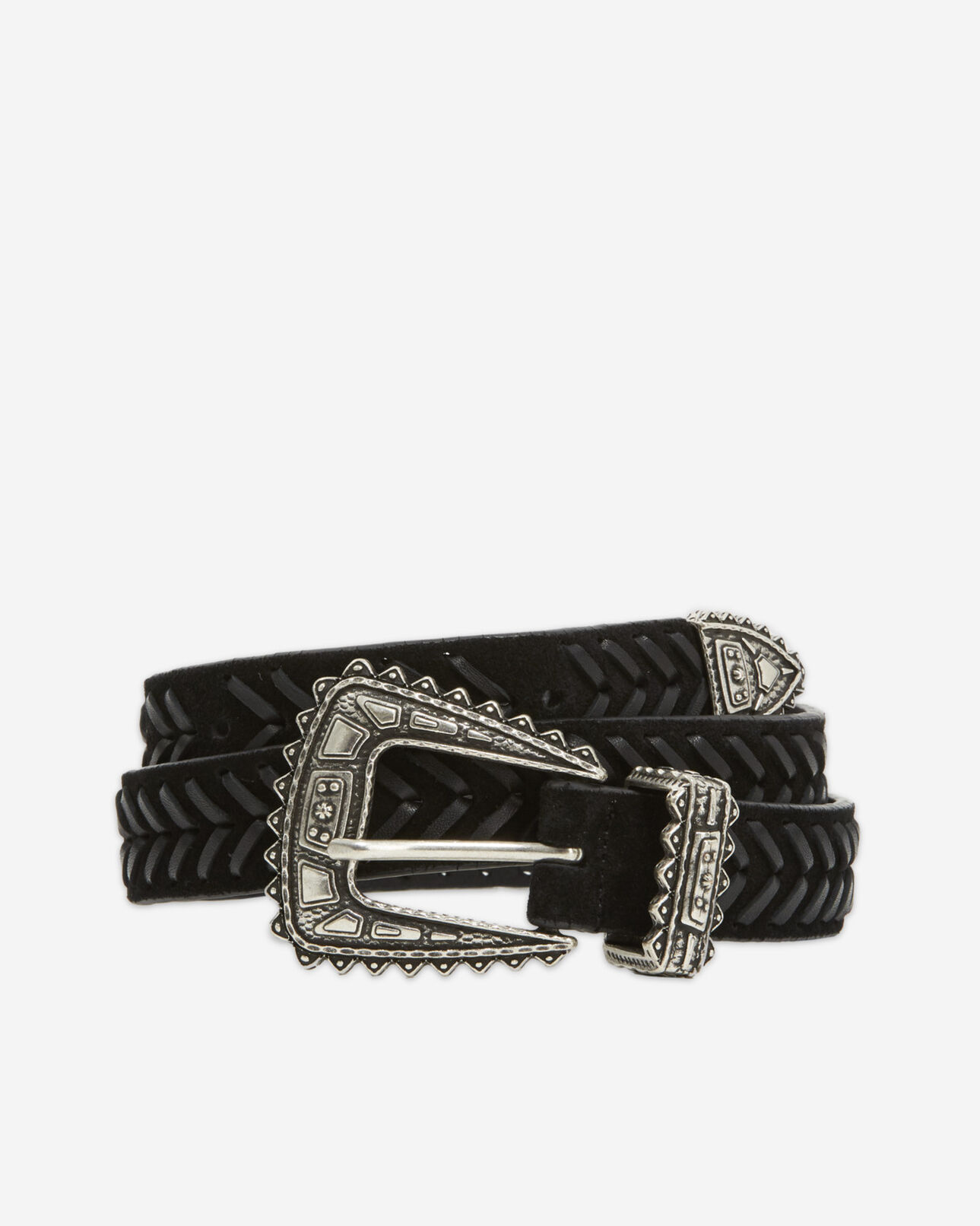 The Kooples DAMEN BLACK schmaler gürtel mit western-schließe