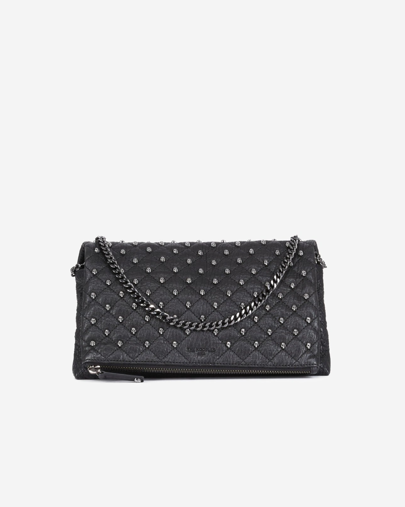 The Kooples DAMEN BLACK mittlere heritage-tasche aus schwarzem leder