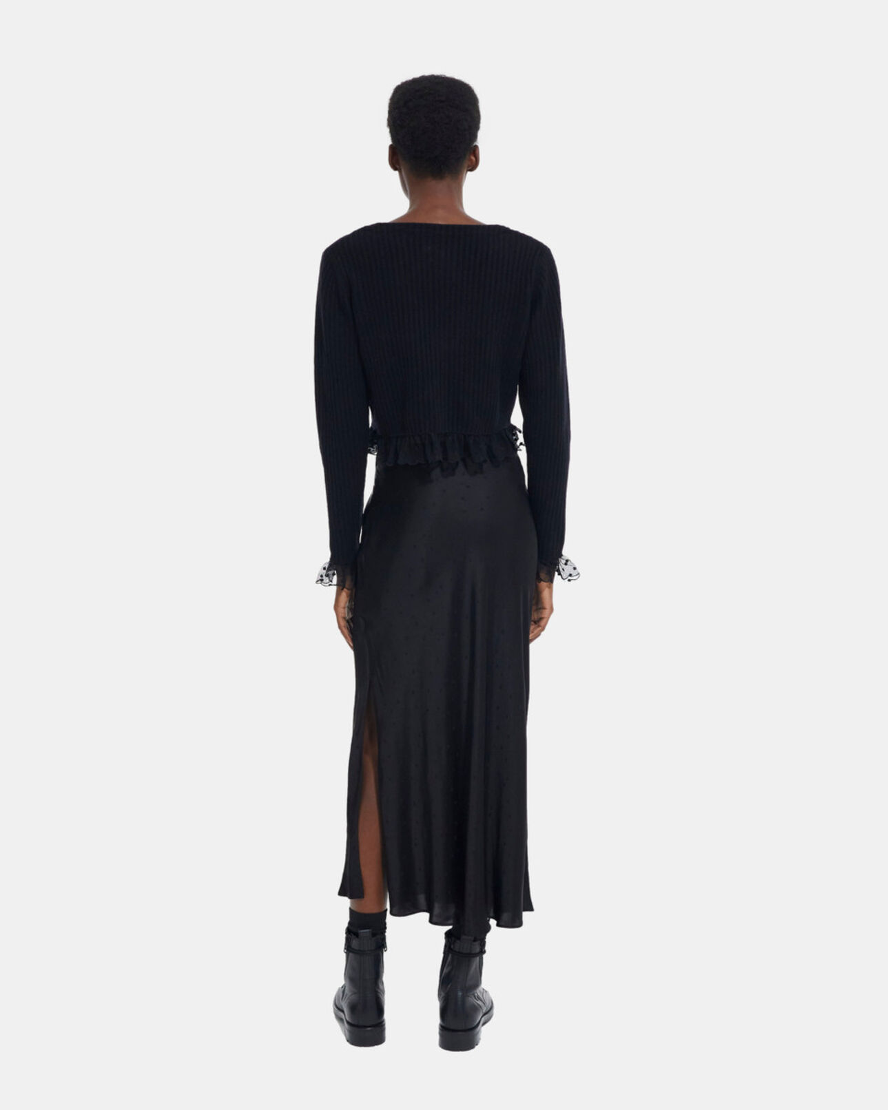 The Kooples WOMEN BLACK fine black wool cardigan