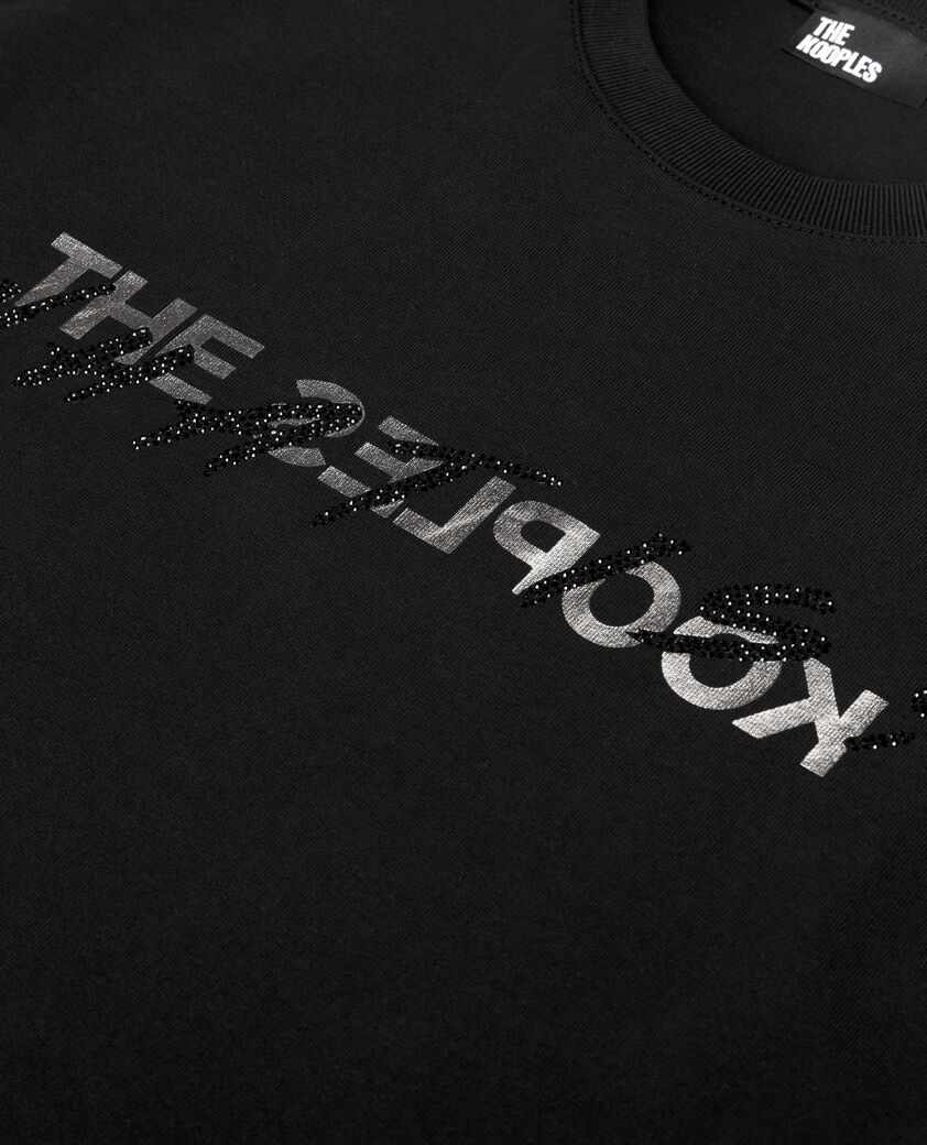 The Kooples WOMEN BLACK women's black what is rhinestone t-shirt