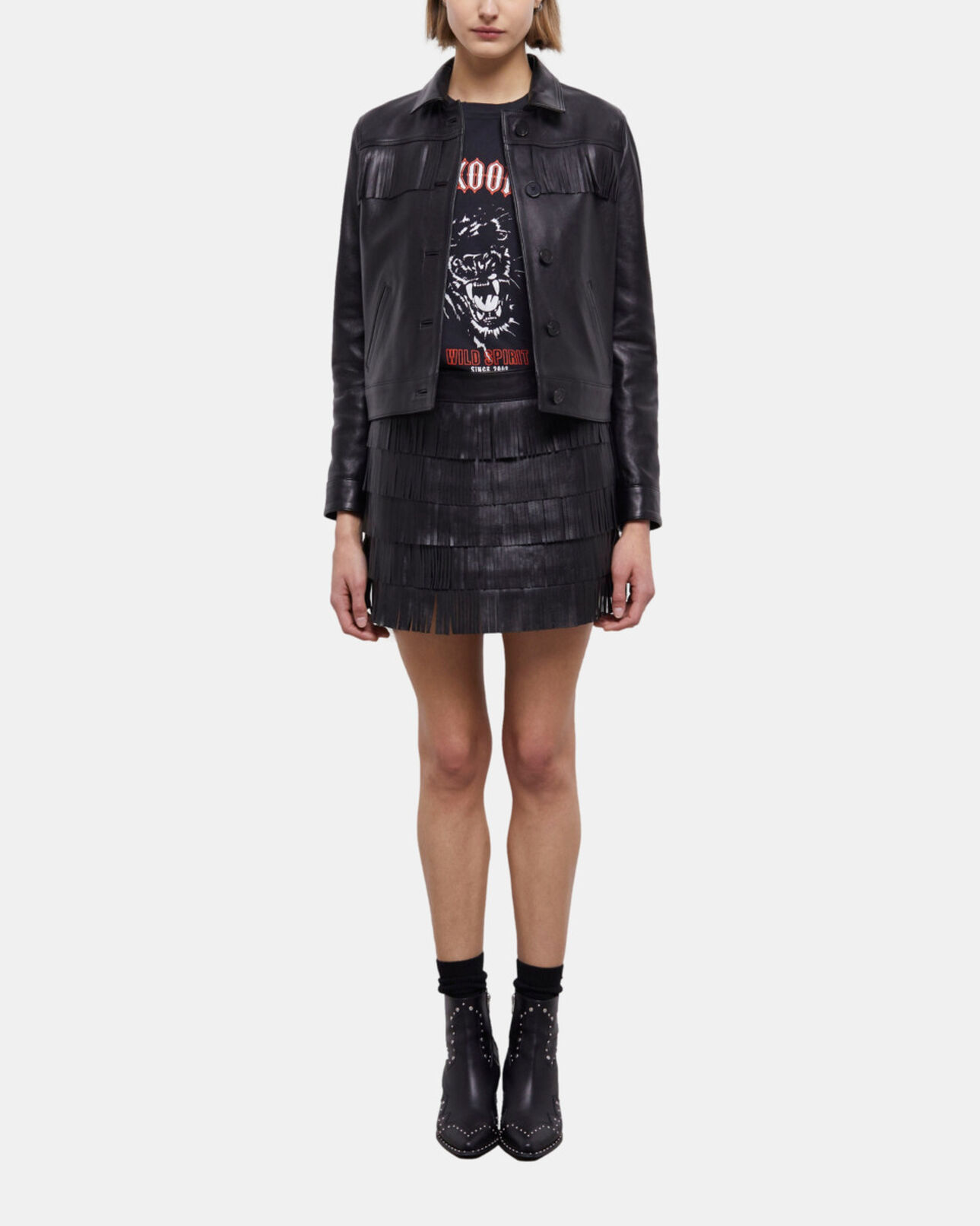 The Kooples WOMEN BLACK black leather jacket