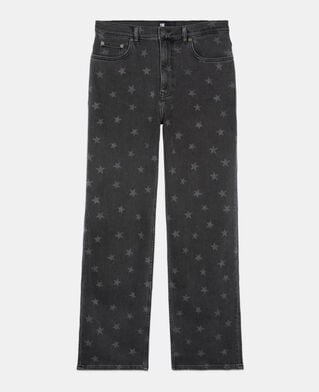 The Kooples MEN BLACK WASHED star printed straight-leg jeans