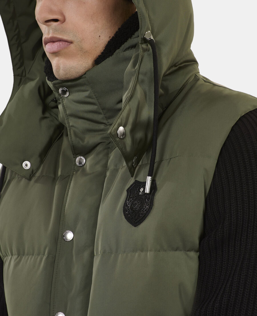 The Kooples MEN OLIVE khaki sleeveless down jacket