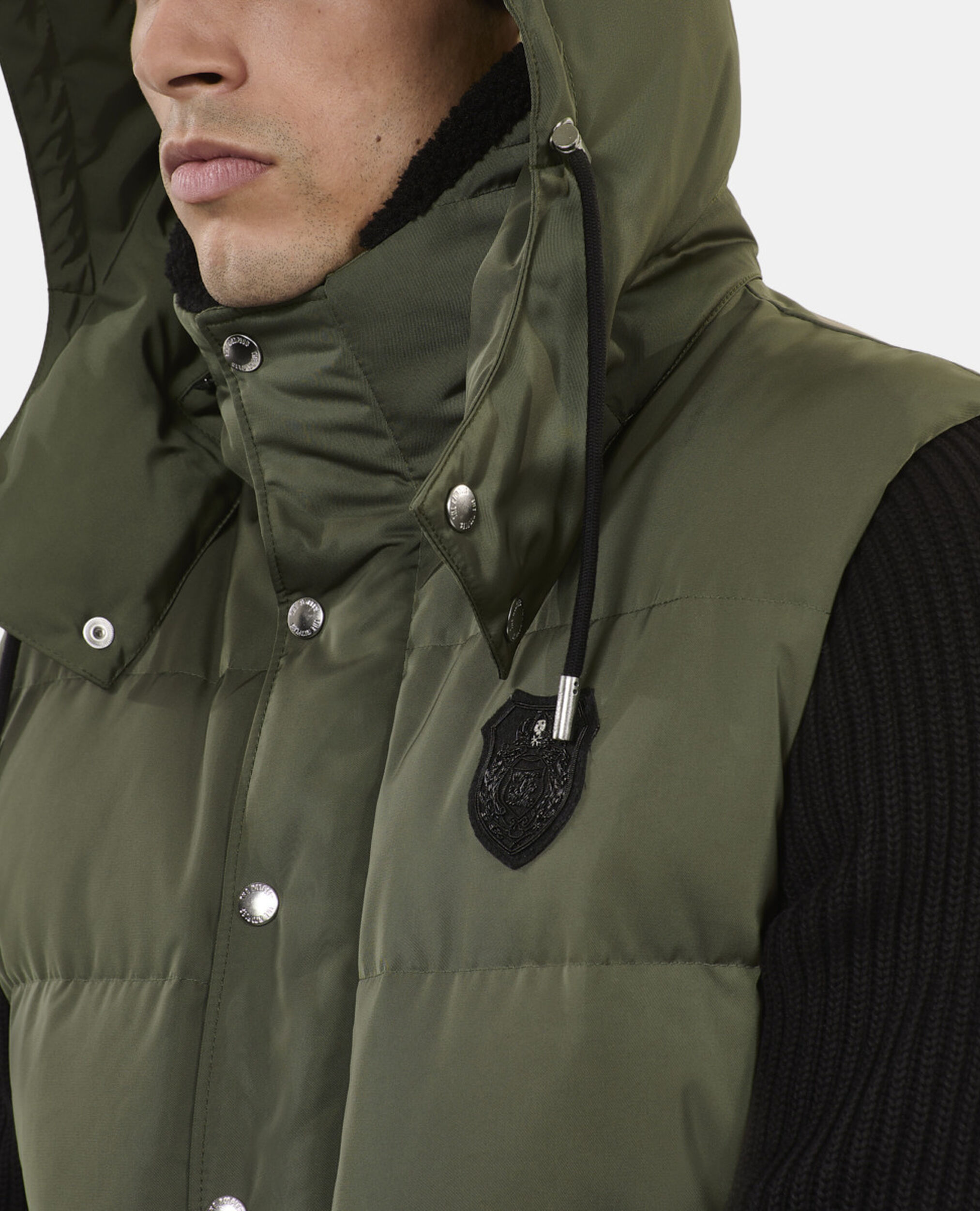 Khaki sleeveless down jacket, OLIVE, hi-res image number null