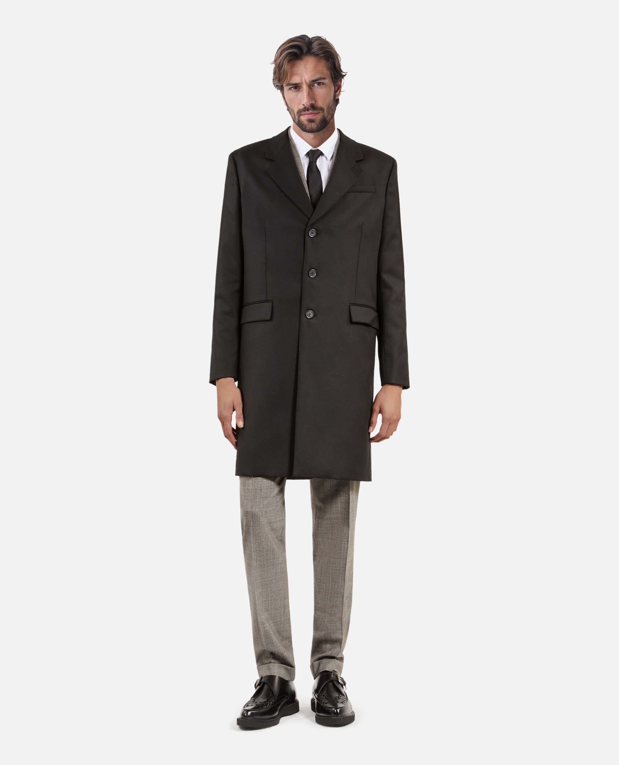 Manteau en laine noir, BLACK, hi-res image number null
