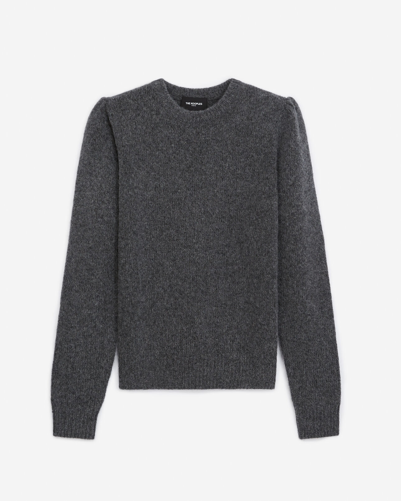 The Kooples WOMEN GRIS CLAIR alpaca wool gray sweater with shoulder gather