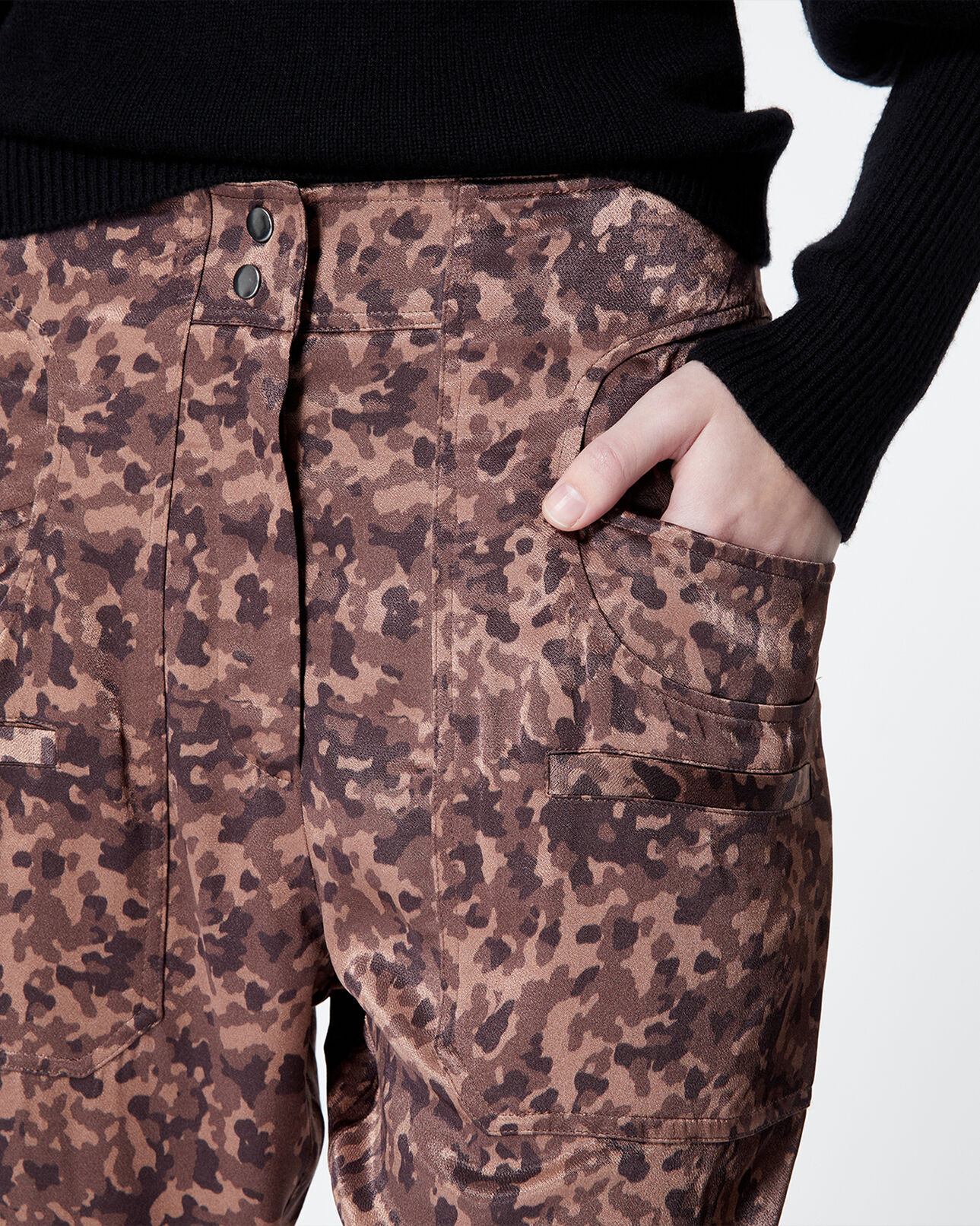 The Kooples WOMEN BROWN cargo-style printed pants 