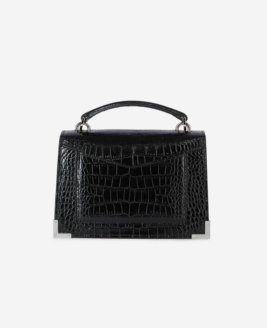 The Kooples WOMEN BLACK emily small crocodile-effect bag in black leather