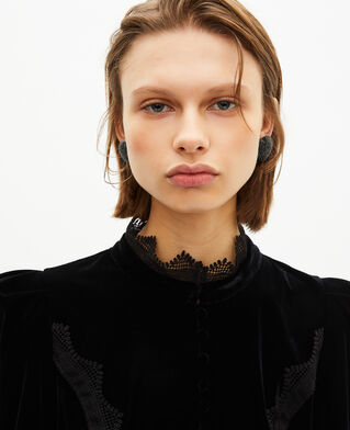 The Kooples FEMME BLACK top en velours noir