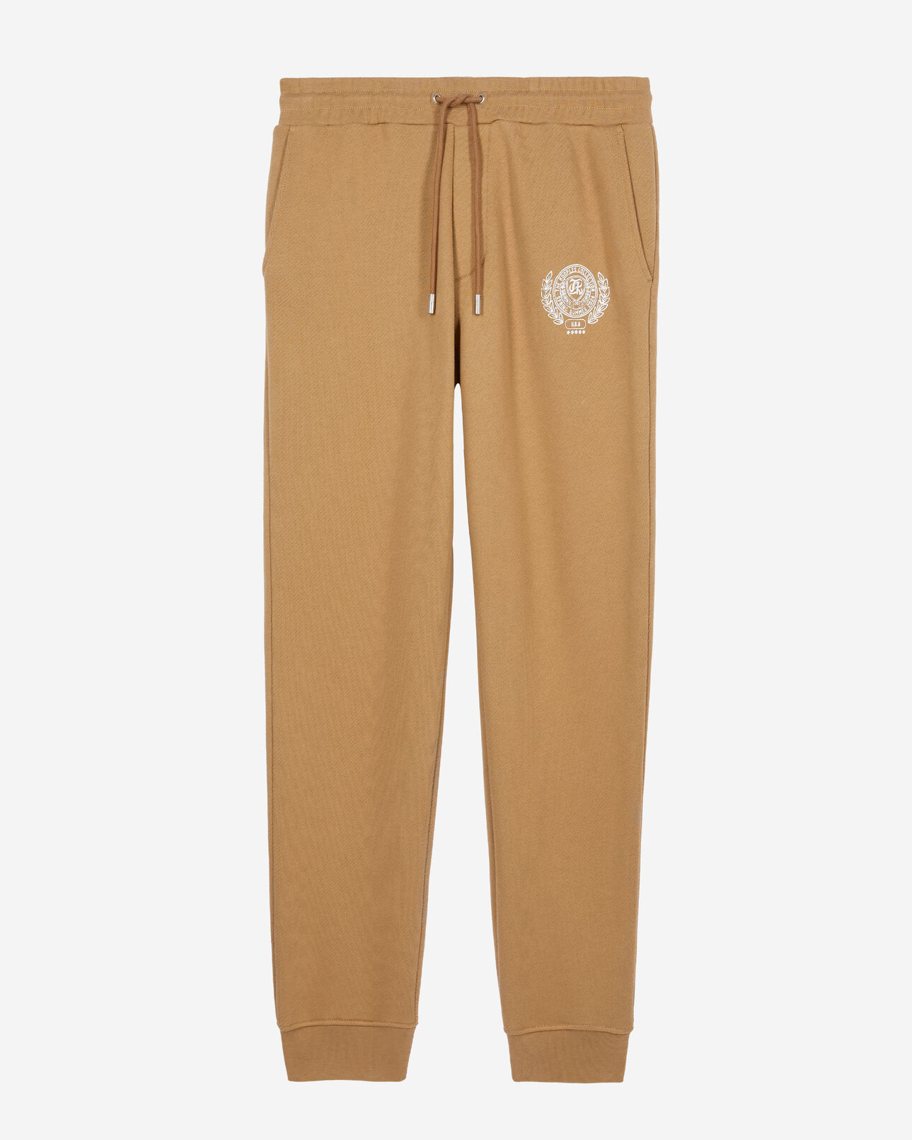 The Kooples MEN LIGHT BROWN camel logo tracksuit trousers