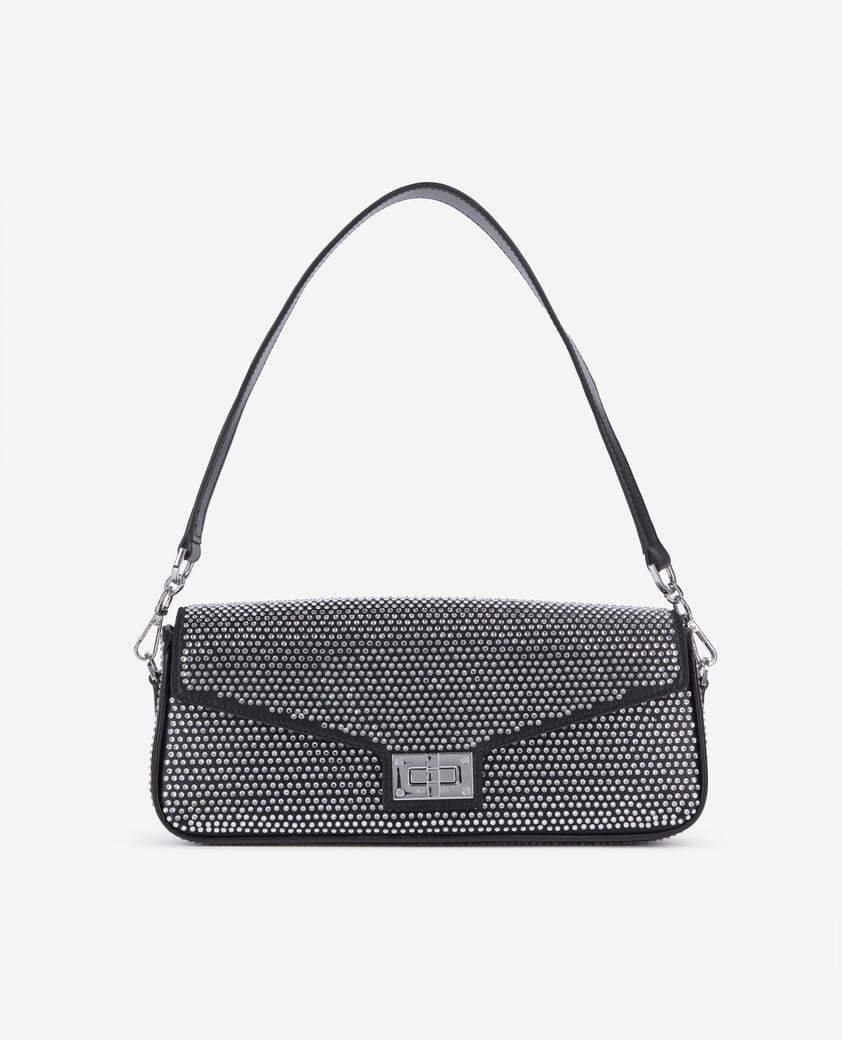 The Kooples WOMEN BLACK black nylon rhinestone clutch bag