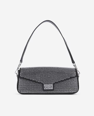 The Kooples WOMEN BLACK black nylon rhinestone clutch bag