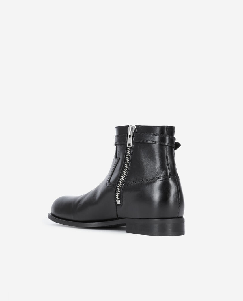 The Kooples MEN BLACK black leather ankle boots with buckle