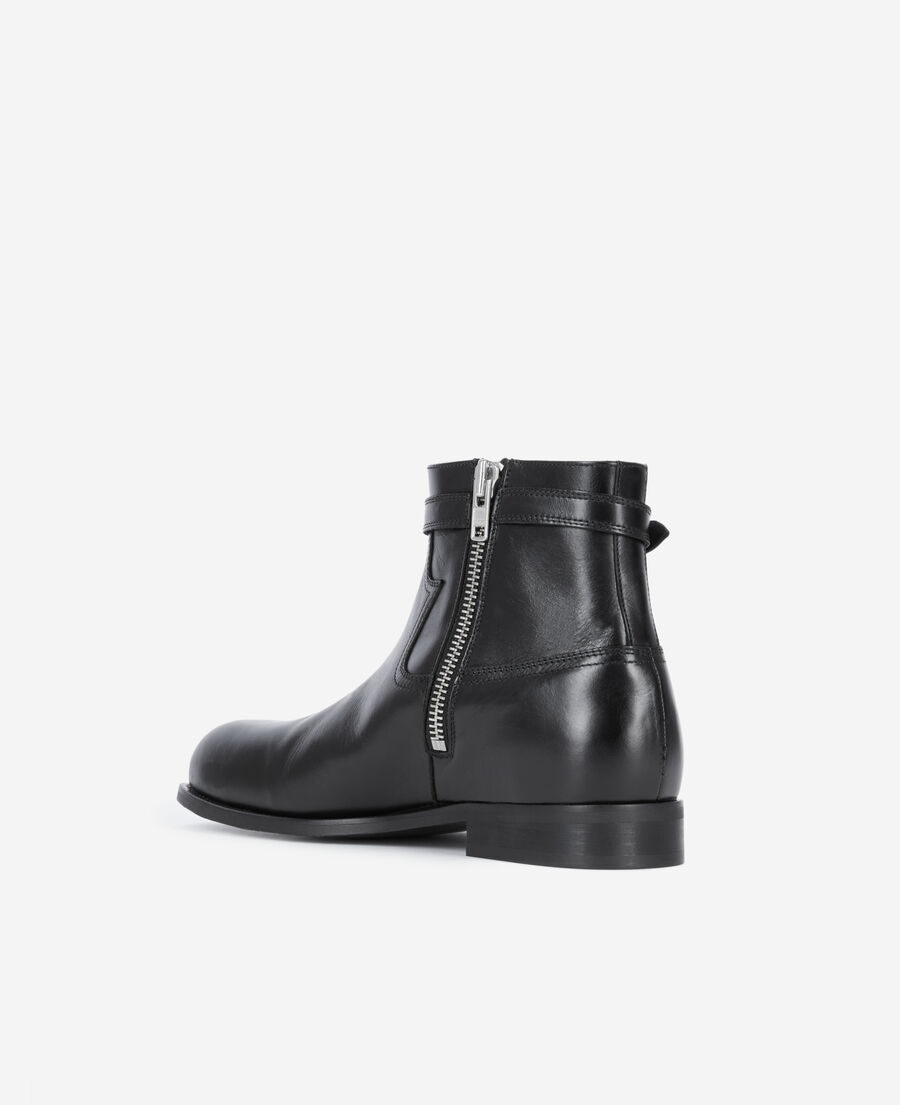 The Kooples MEN BLACK black leather ankle boots with buckle