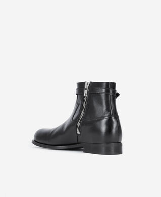 The Kooples MEN BLACK black leather ankle boots with buckle
