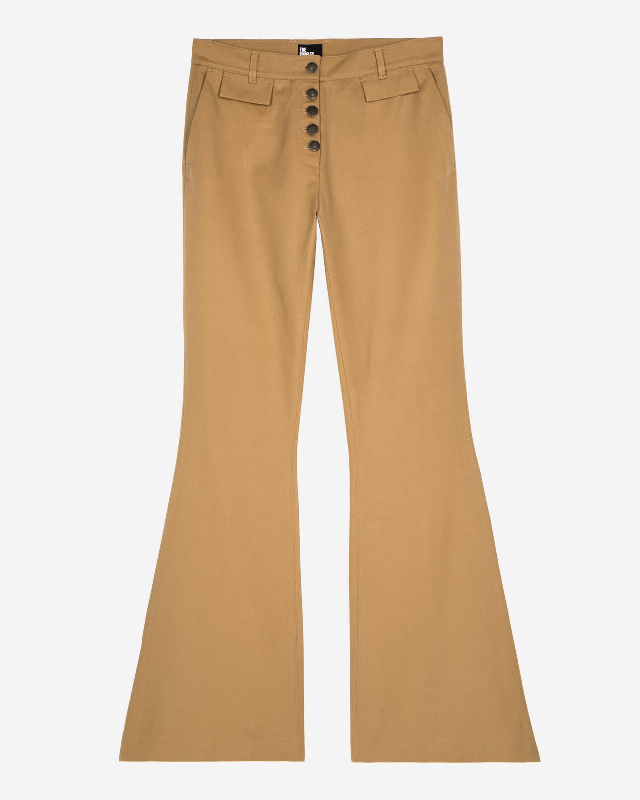 The Kooples WOMEN BEIGE flare pants in beige cotton and linen