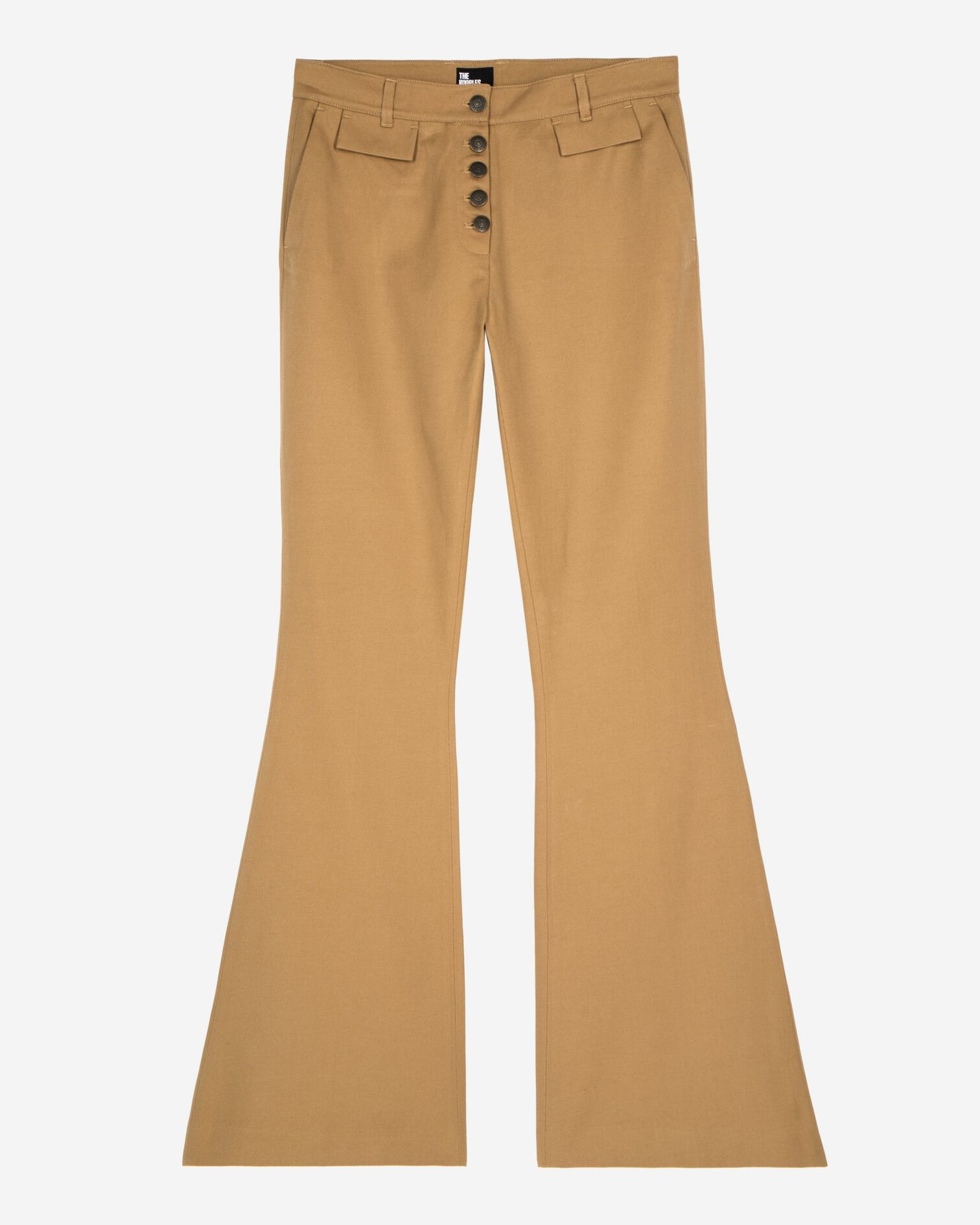 Flare pants in beige cotton and linen, BEIGE, hi-res image number null