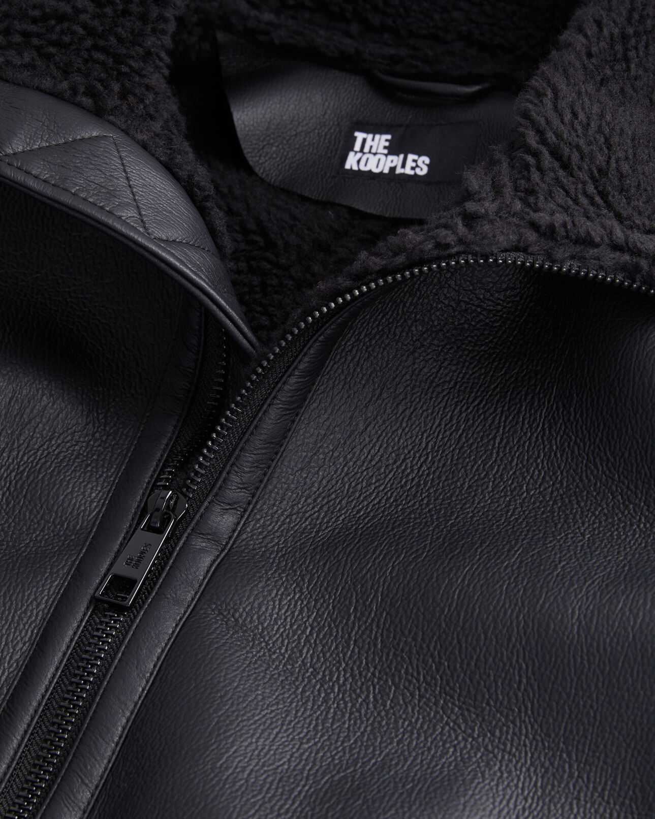 The Kooples HOMME BLACK blouson noir imitation peau lainée