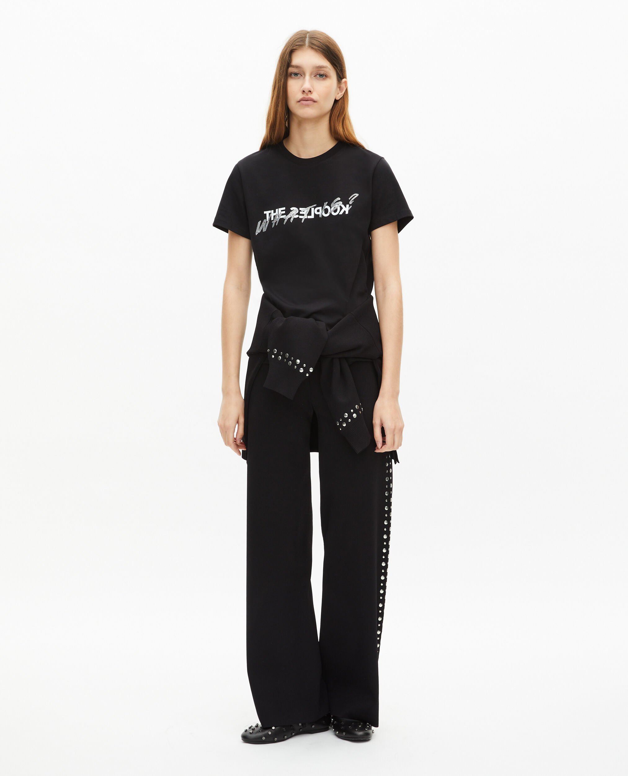 What is T-shirt with black rhinestones, BLACK, hi-res image number null