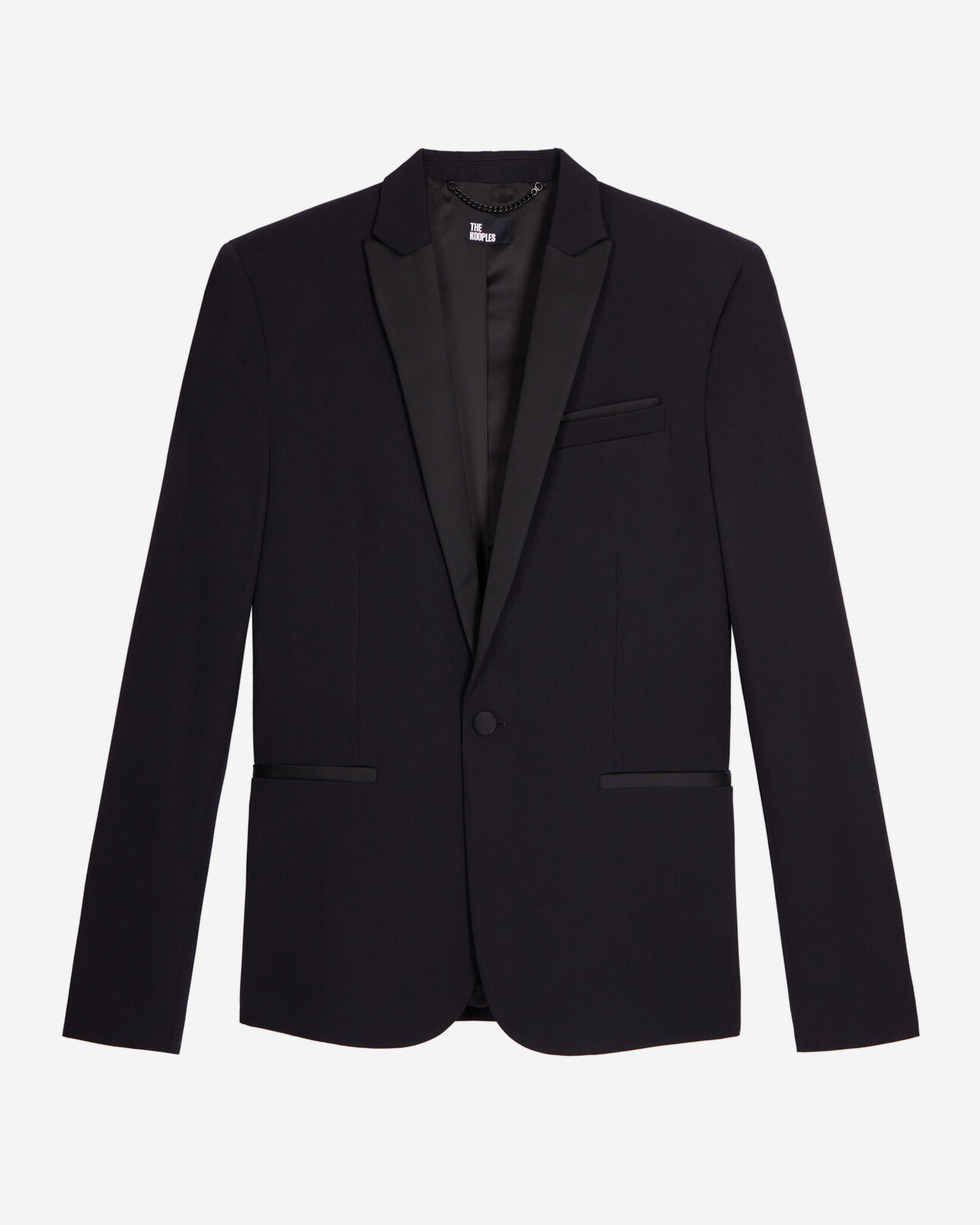 The Kooples HOMME BLACK veste de smoking avec détails en satin coupe ajustée noire
