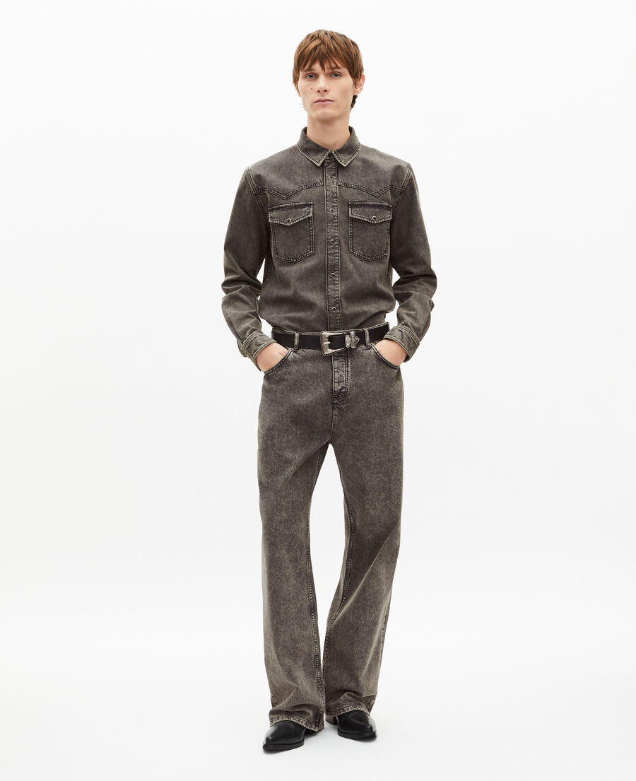 The Kooples HERREN DENIM GREY graues denim-hemd