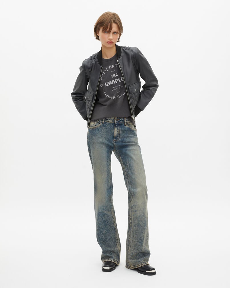 The Kooples WOMEN BLACK WASHED black leather jacket
