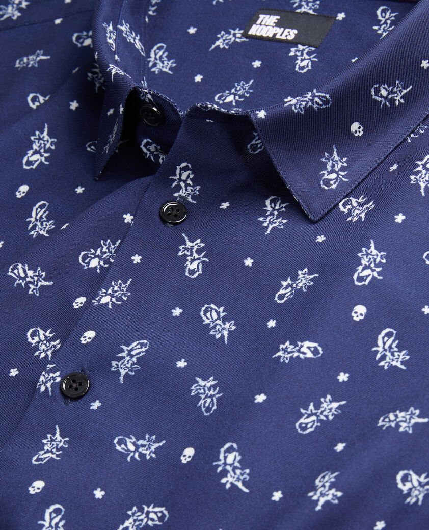 The Kooples HERREN WHITE / NAVY bedrucktes hemd