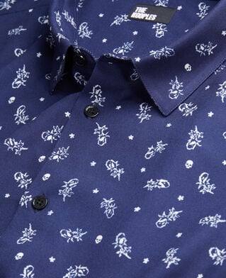 The Kooples HERREN WHITE / NAVY bedrucktes hemd