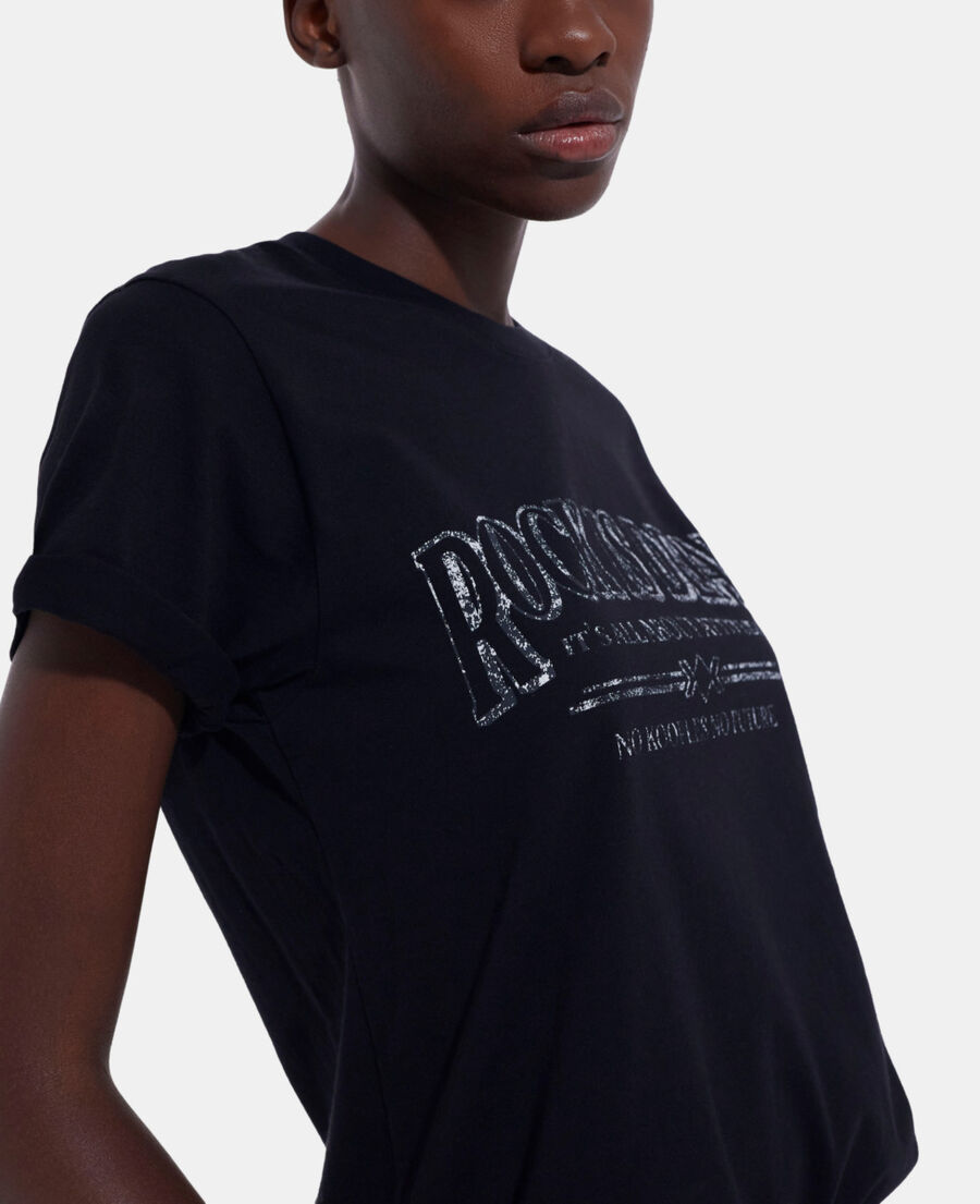 black t-shirt with screen print