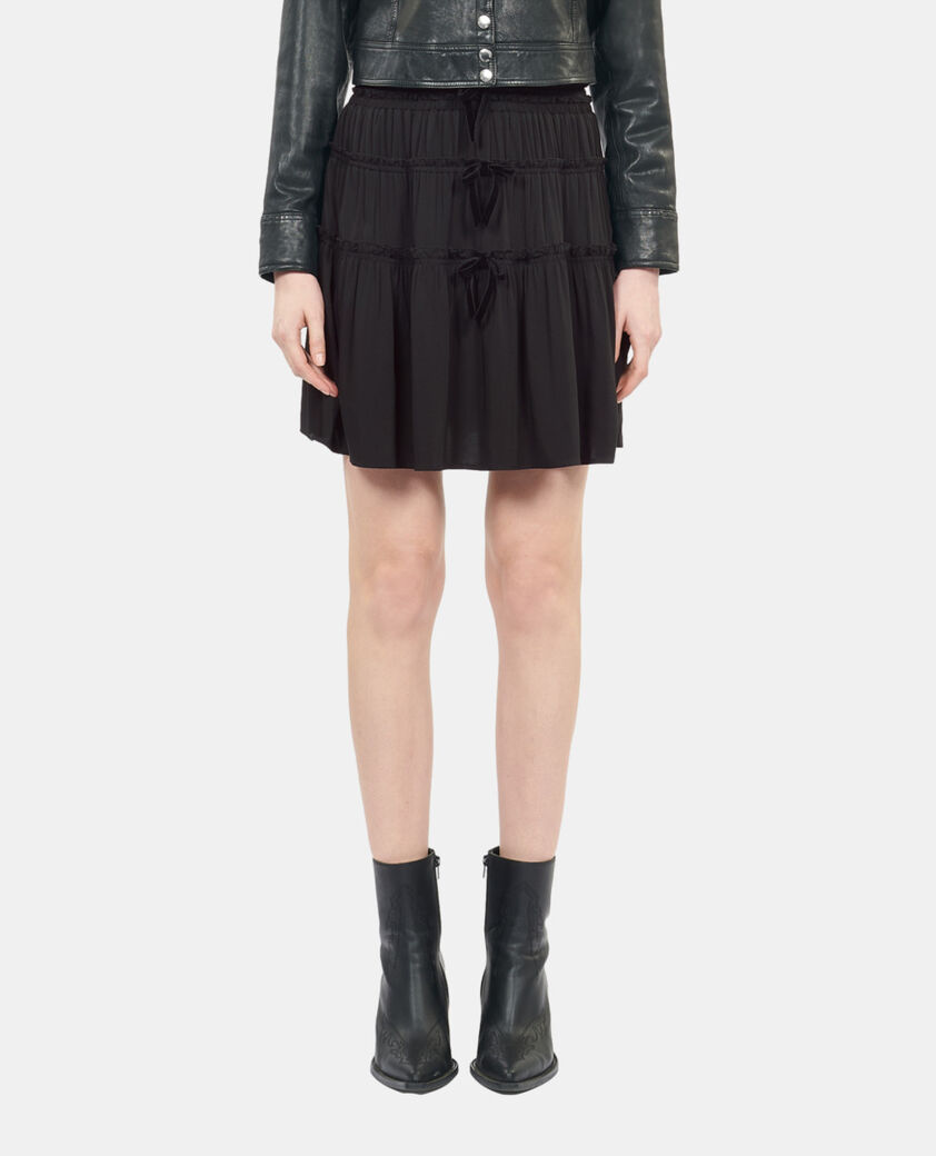 The Kooples FEMME BLACK jupe courte avec n&oelig;uds noire