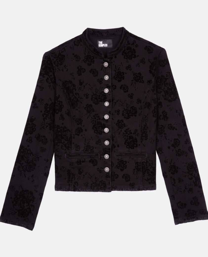 The Kooples WOMEN BLACK black denim jacket