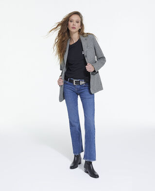 The Kooples WOMEN BLACK WHITE printed wool jacket