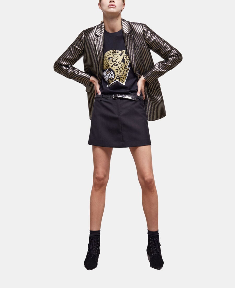 The Kooples FEMME BLACK / GOLD veste à rayures dorée