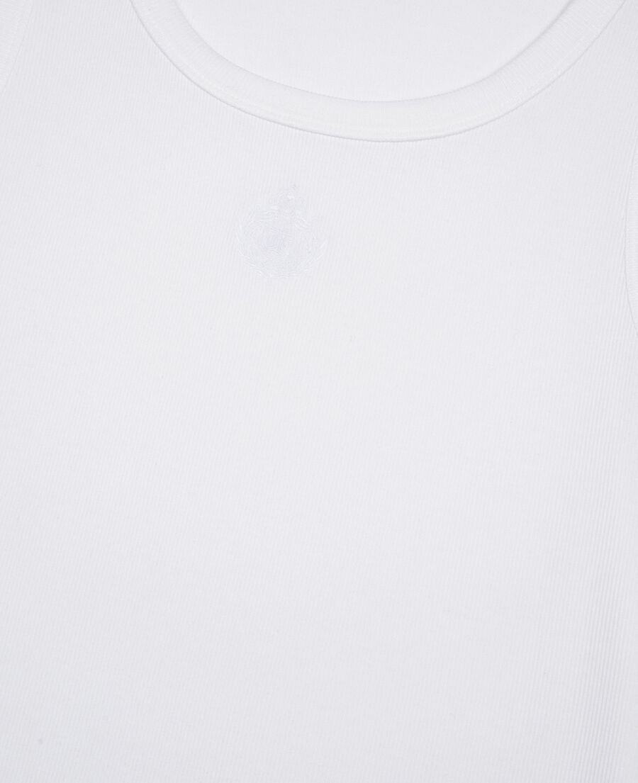 The Kooples MEN WHITE tank top with white coat-of-arms embroidery