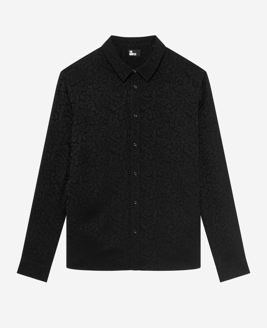 The Kooples MEN BLACK black leopard jacquard shirt
