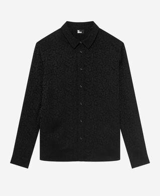 The Kooples MEN BLACK black leopard jacquard shirt