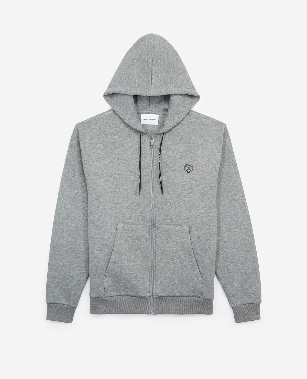Hooded gray neoprene sportswear jacket