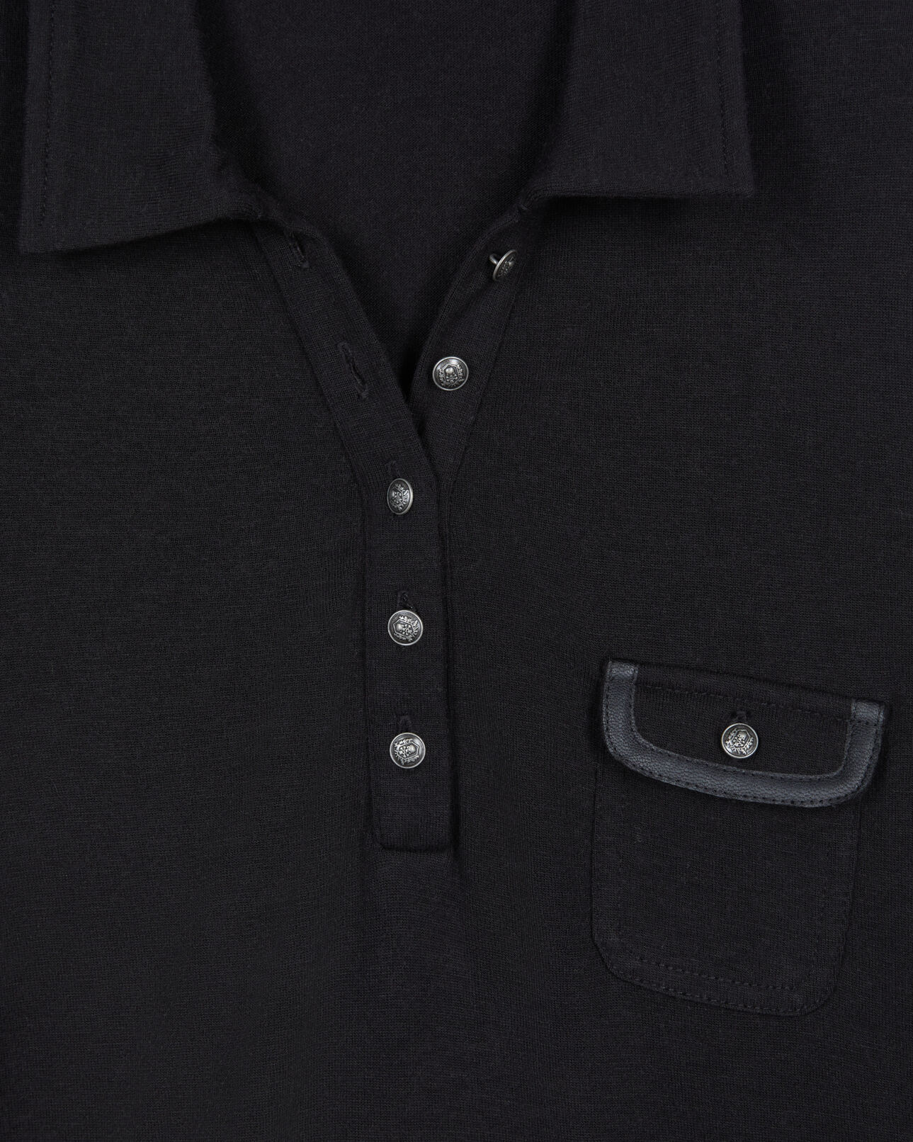 The Kooples FEMME BLACK polo manches longues noir