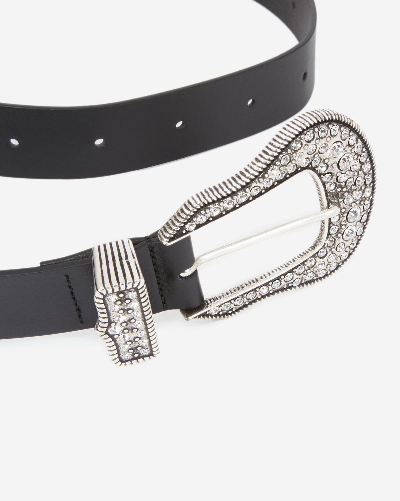 The Kooples FEMME BLACK ceinture en cuir noire boucle argentée