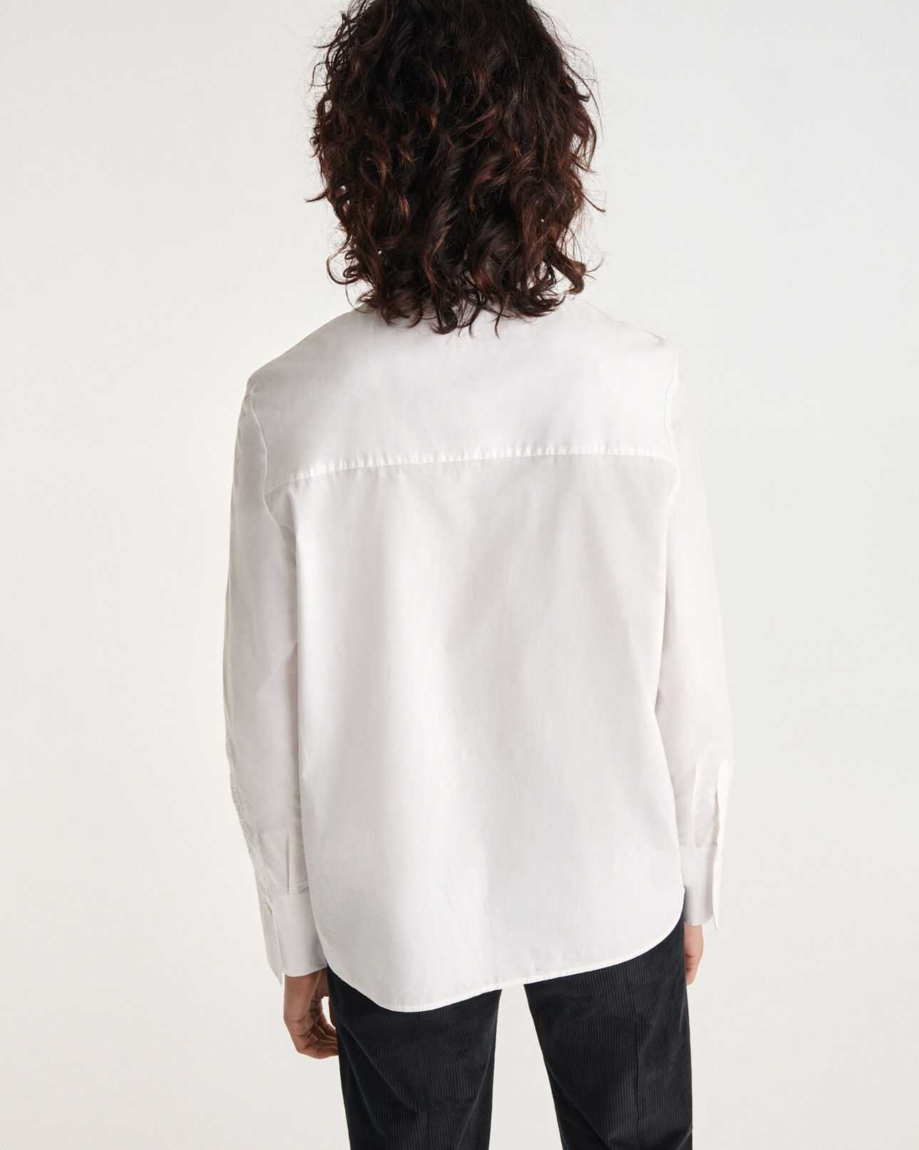 The Kooples MUJER WHITE camisa blanca algodón bordado manga