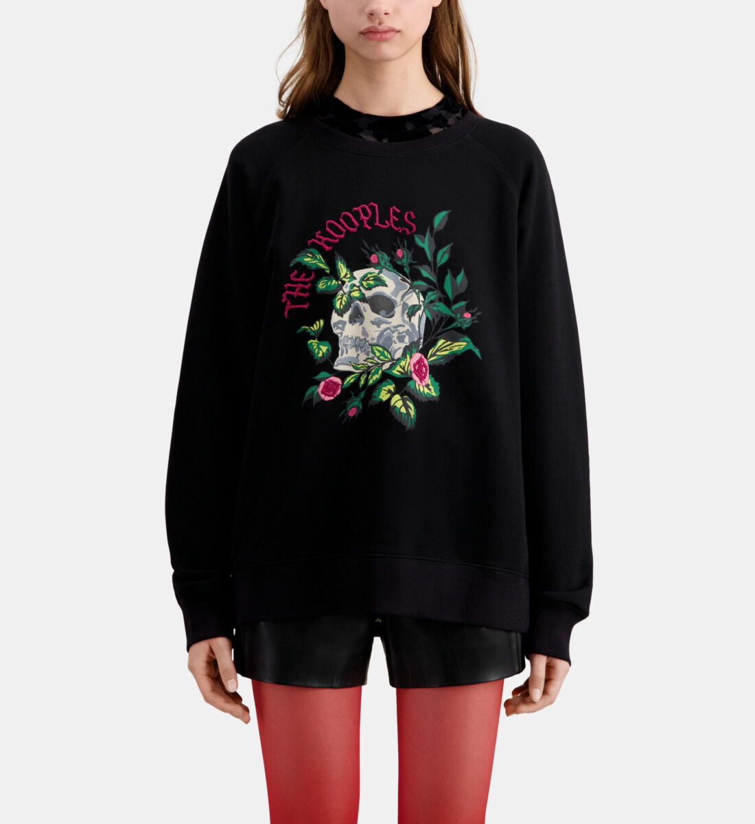 Black sweatshirt with Skull roses serigraphy The Kooples