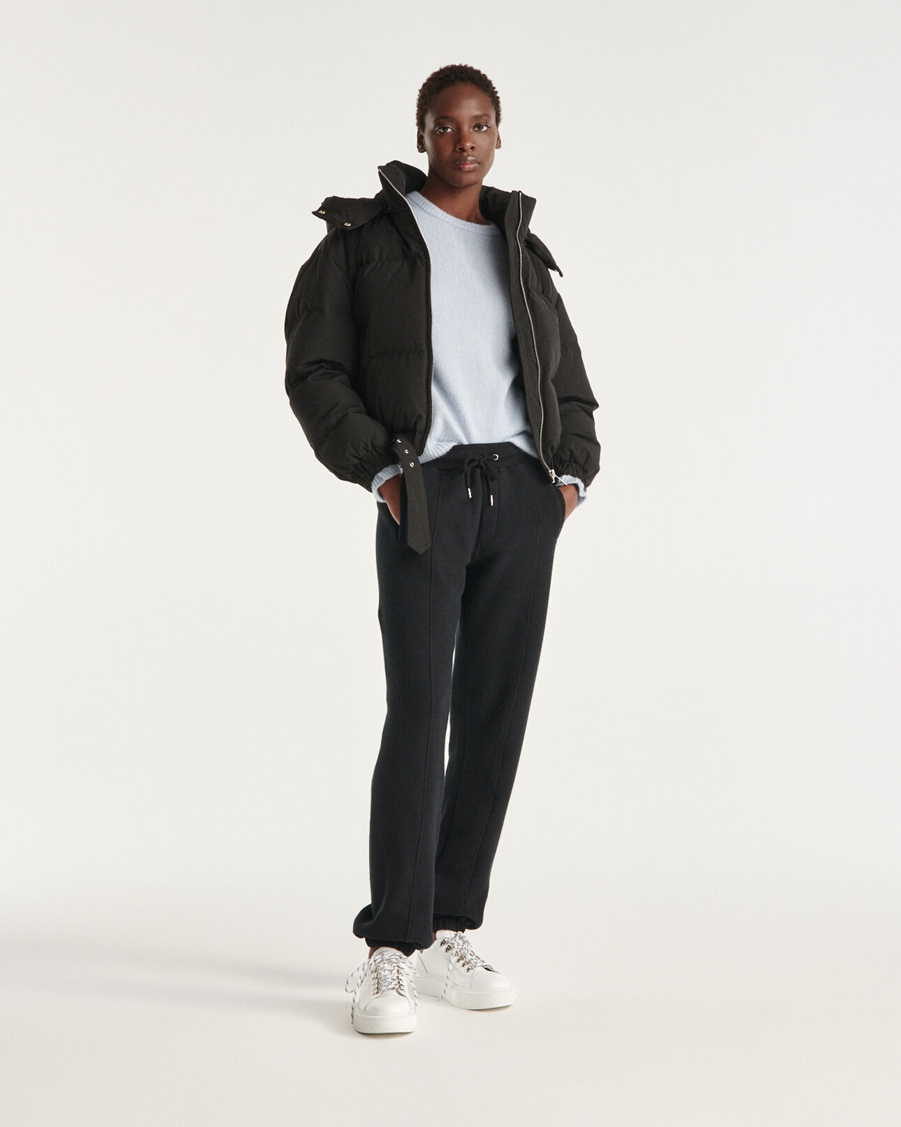 The Kooples F BLACK short black down jacket with hood