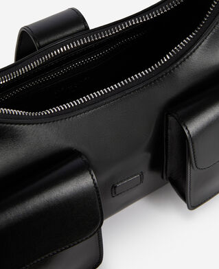 The Kooples FEMME BLACK sac amelia avec chaîne en cuir lisse noir