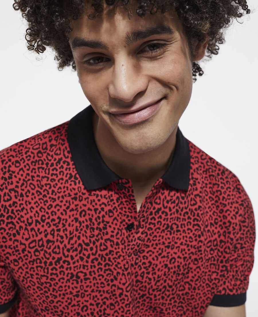 red polo with leopard print