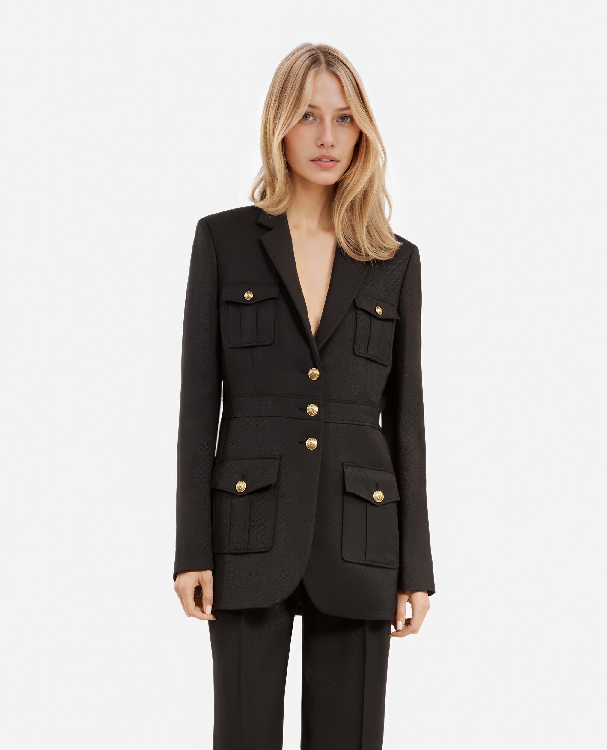 Black safari jacket, BLACK, hi-res image number null