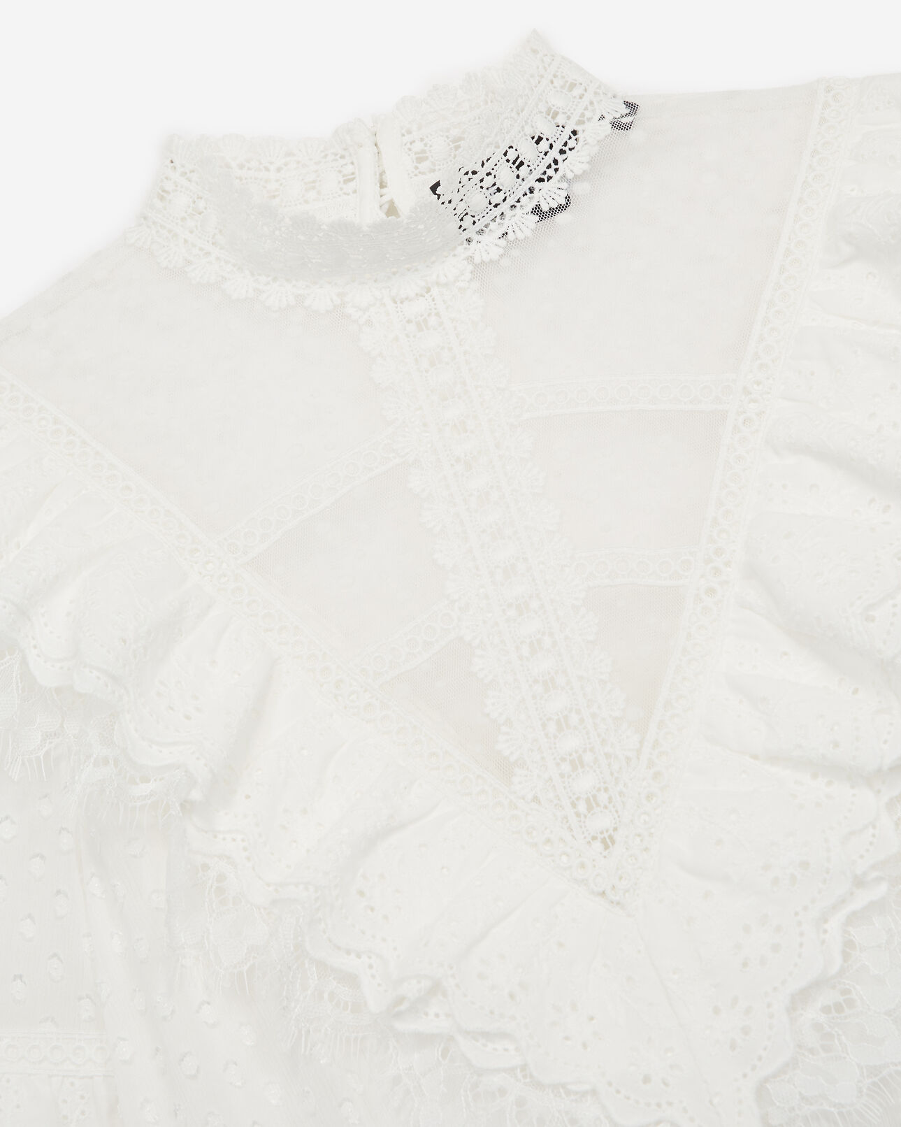 The Kooples MUJER ECRU top bordado blanco crudo cinturón efecto piel