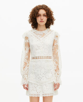 The Kooples F WHITE short dress in ecru lace