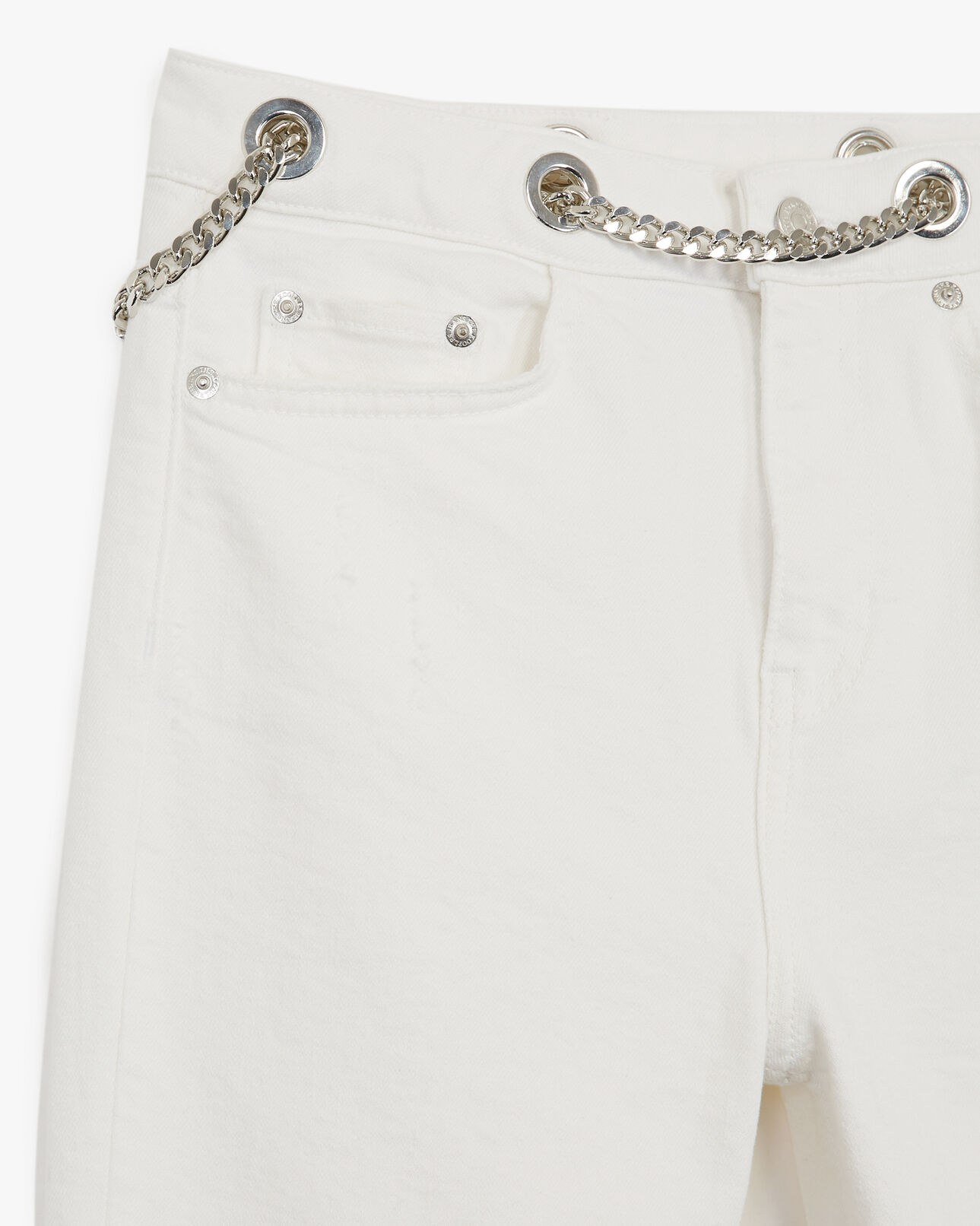 The Kooples WOMEN WHITE slim-fit white vintage jeans with chain belt