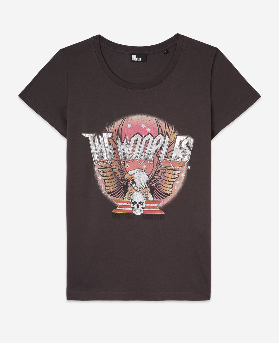 더 쿠플스 The Kooples Carbon grey t-shirt with Rock eagle serigraphy